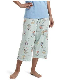 Women's Printed Knit Capri Pajama Sleep Pant