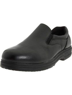 Mens Manager Memory Foam Slip Resistant Oil Resistant Non-Marking SR Slip-On Work Shoes, Black, Medium
