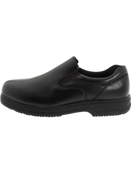 Deer Stags Mens Manager Memory Foam Slip Resistant Oil Resistant Non-Marking SR Slip-On Work Shoes, Black, Medium