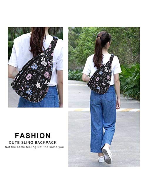 KAMO Sling Backpack Rope Bag Crossbody Backpack Travel Multipurpose Daypacks for Men Women Lady Girl Teens 