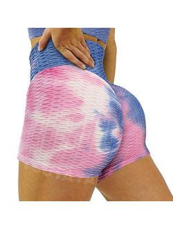 TSUTAYA Scrunch Butt Shorts Sexy Workout Gym Booty Yoga Pants for Women Hot Textured High Waist Tummy Control