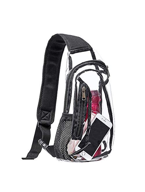 Clear Sling Bag, Stadium Approved Mini PVC Crossbody Shoulder Backpack, Transparent Casual Chest Daypack for Women & Men, Perfect for Hiking, Stadium or Concerts
