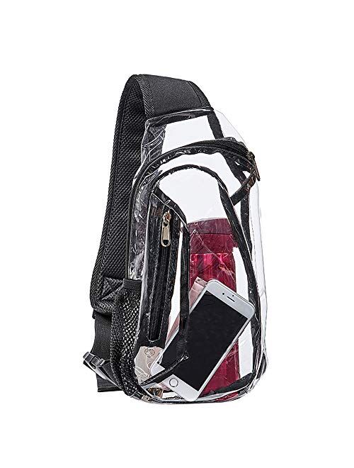 Clear Sling Bag, Stadium Approved Mini PVC Crossbody Shoulder Backpack, Transparent Casual Chest Daypack for Women & Men, Perfect for Hiking, Stadium or Concerts