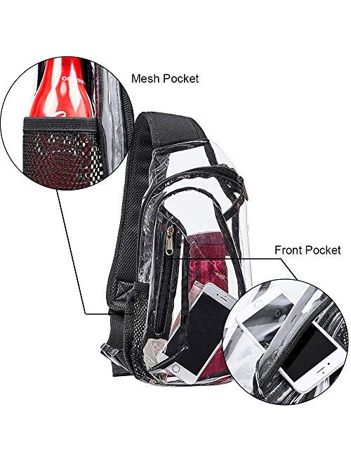 Clear PVC Sling Stadium School Bag Shoulder Crossbody Fashion Backpack Pouch NEW