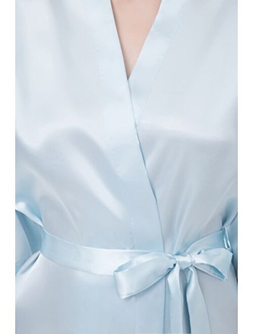 gusuqing Women's Pure Color Short Kimono Robe Sleeve Bridesmaid Robe