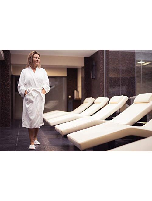 Luxury Bathrobe Towel, Spa Robe Combed Terry Cotton Organic Cloth for Men Women, Cotton Lightweight, Unisex White