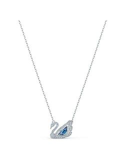 125th Anniversary Collection Dancing Swan Necklace, Iconic Swan Pendant with Blue and White Crystals and Elegant Rhodium Plated Chain