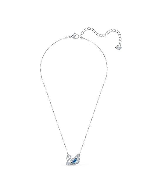 Swarovski 125th Anniversary Collection Dancing Swan Necklace, Iconic Swan Pendant with Blue and White Crystals and Elegant Rhodium Plated Chain