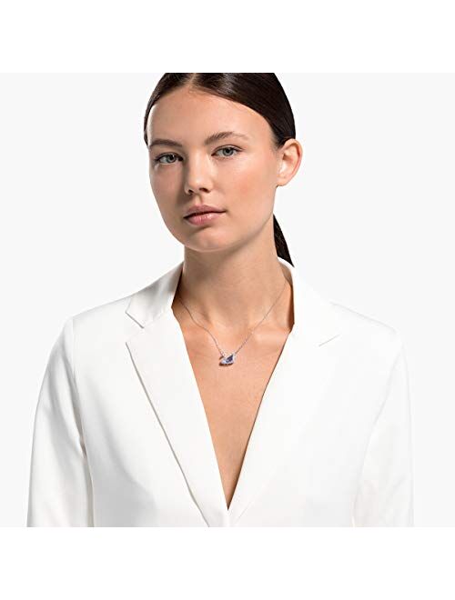 Swarovski 125th Anniversary Collection Dancing Swan Necklace, Iconic Swan Pendant with Blue and White Crystals and Elegant Rhodium Plated Chain