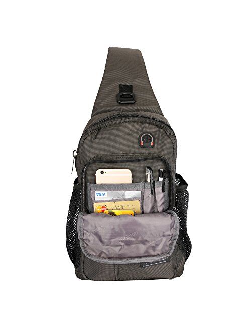 Vanlison Sling Bag Backpack Chest Shoulder Bag Crossbody Bag for Men Women Black 