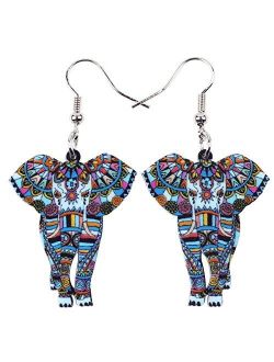Signature Wildlife Collection Sunrise Jungle Safari Wild Elephant Drop Dangle Statement Women Earrings Jewelry