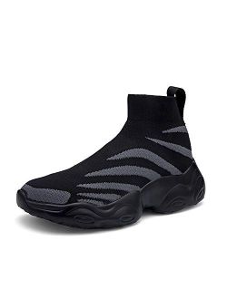 SUNROLAN Fashion Sneakers for Women and Men Lightweight Athletic Running Shoes Breathable Balenciaga Look Walking Sock Shoes