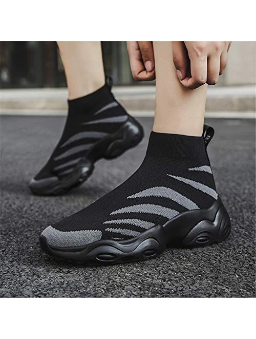 SUNROLAN Fashion Sneakers for Women and Men Lightweight Athletic Running Shoes Breathable Balenciaga Look Walking Sock Shoes