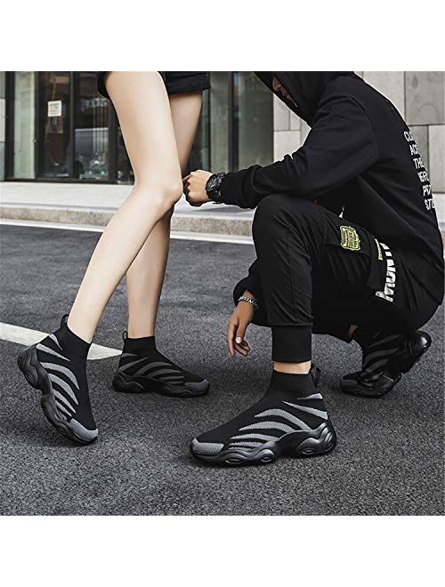 SUNROLAN Fashion Sneakers for Women and Men Lightweight Athletic Running Shoes Breathable Balenciaga Look Walking Sock Shoes