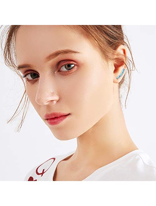 WINNICACA Sterling Silver Created Opal Ear Cuff Crawler Climber Earrings for Women Jewelry Gifts for Women
