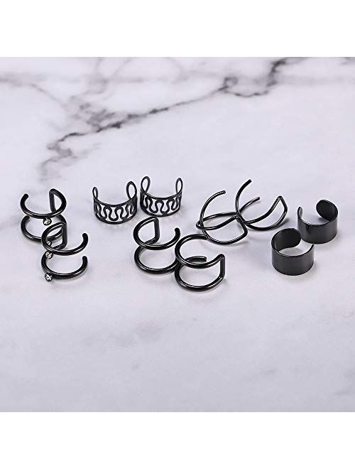 ZS 5 Pairs Ear Cuff Rose Gold Cuff Ring, Ear Clips Non Piercing Stainless Steel Cartilage Earring, 5 Various Styles Cuff Earrings for Women