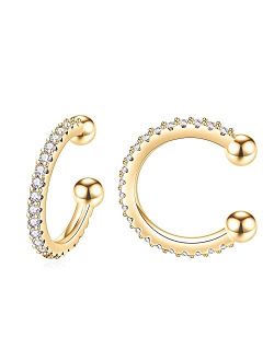 Dainty Hoop Earrings for Women 14K Real Gold Plated Cuff Earrings Huggie Stud for Women