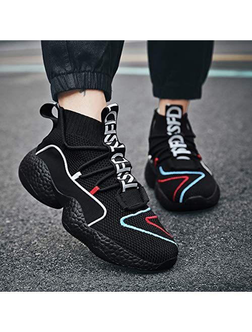 BADIER Women's Balenciaga Look High Top Mesh Casual Walking Running Sport Sock Shoe Sneakers