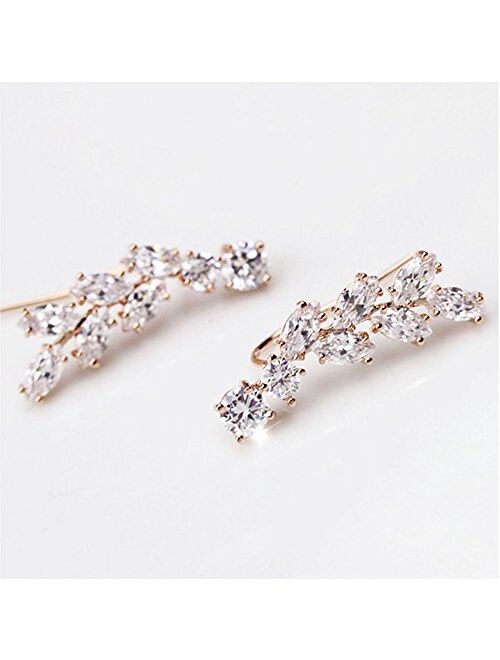 Chicinside Sweep up CZ Crystal Ear Wrap Pin Ear Cuffs Climbers Hook Earrings
