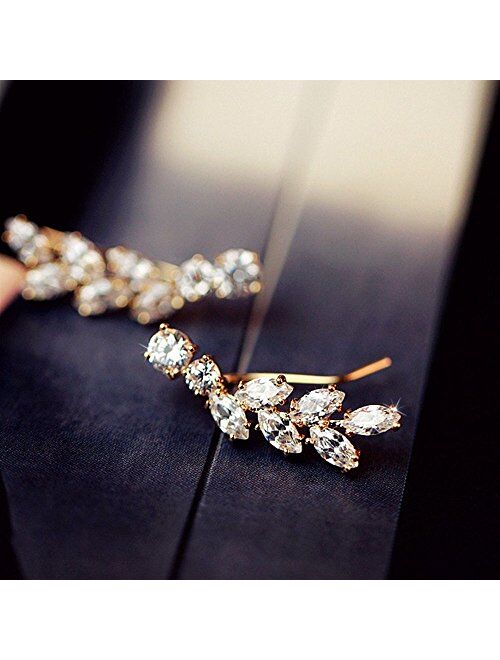 Chicinside Sweep up CZ Crystal Ear Wrap Pin Ear Cuffs Climbers Hook Earrings