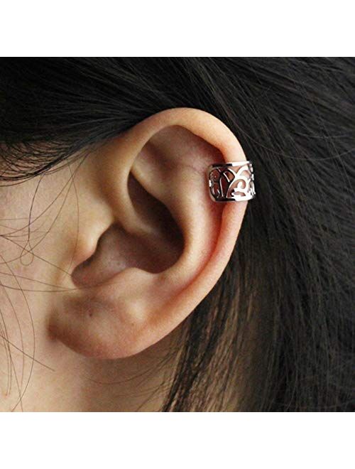 4pcs Hollow Stripe Art Earring Cuff Clip-on Ear No Piercing Jewelry for Graceful Women Girl