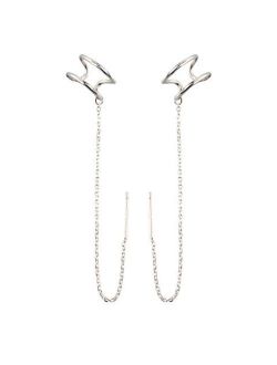 Threader Tassel Earrings 925 Sterling Silver Cuff Chain Earrings for Women Cartilage Earrings