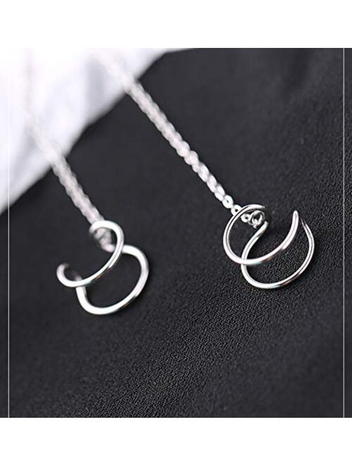 Threader Tassel Earrings 925 Sterling Silver Cuff Chain Earrings for Women Cartilage Earrings