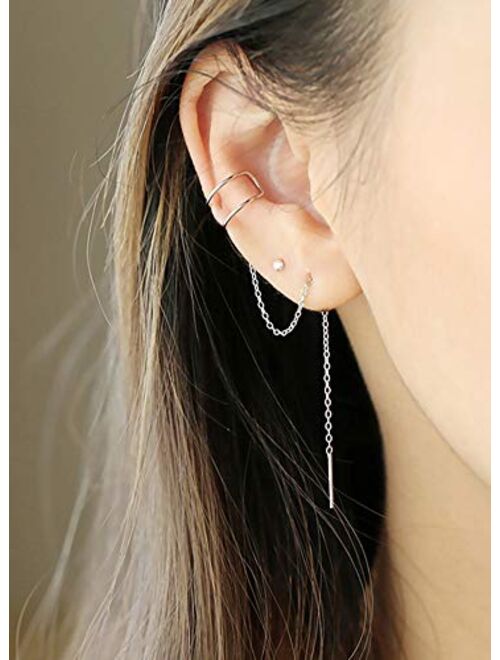Threader Tassel Earrings 925 Sterling Silver Cuff Chain Earrings for Women Cartilage Earrings
