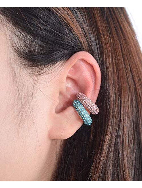Tornito 6 Pcs Non Pierced CZ Huggie Ear Cuffs Earring for No Piercing Ears Clip Cartilage Earrings for Women