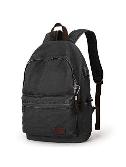 MUZEE Canvas Backpack Lightweight Travel Daypack Student Rucksack Laptop Backpack