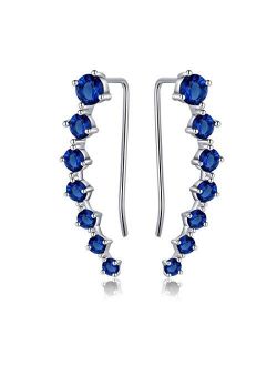 Reffeer 7 Crystals Clip-Ons Earring for Women S925 Sterling Silver Sparkling CZ Crawler Earrings Cuff