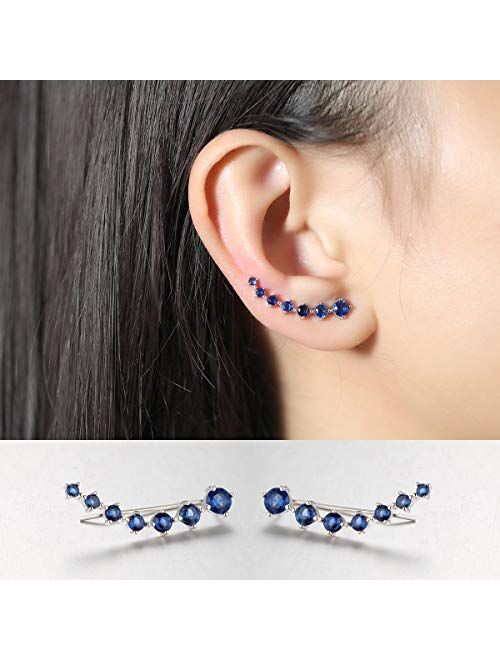 Reffeer 7 Crystals Clip-Ons Earring for Women S925 Sterling Silver Sparkling CZ Crawler Earrings Cuff