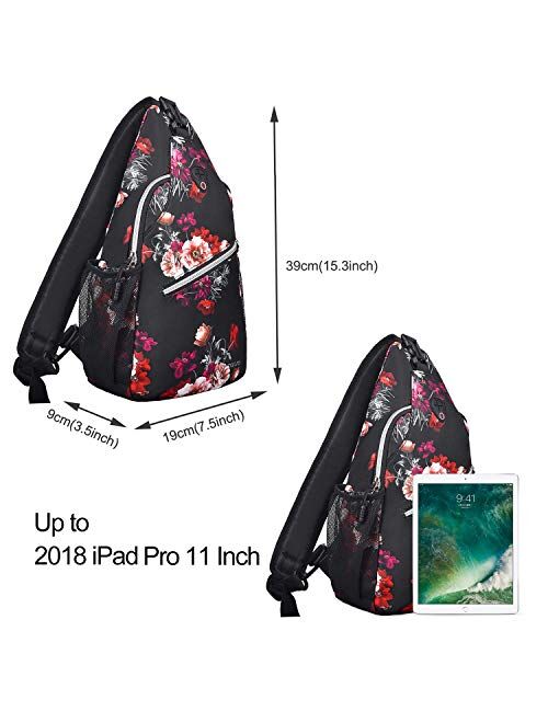 MOSISO Sling Backpack,Travel Hiking Daypack Cottonrose Crossbody Shoulder Bag