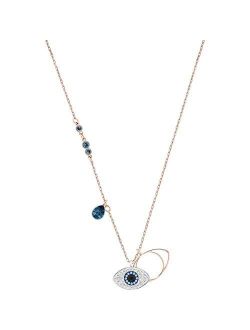 Crystal Duo Evil Eye Rose Gold-Plated Necklace