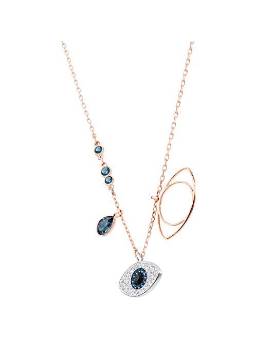 SWAROVSKI Crystal Duo Evil Eye Rose Gold-Plated Necklace
