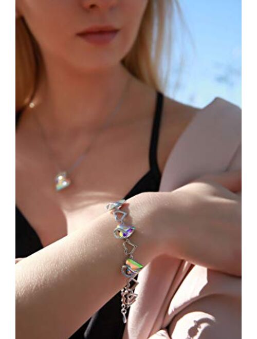 Leafael Infinity Love Heart Link Bracelet with Birthstone Crystal, Women's Gifts, Silver-Tone, 7" with 2" Extender