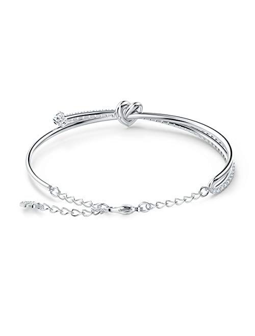 SWAROVSKI Women's Lifelong Heart Rhodium & Rose-Gold Tone Finish Bracelet, Necklace, Earrings Crystal Jewelry Collection