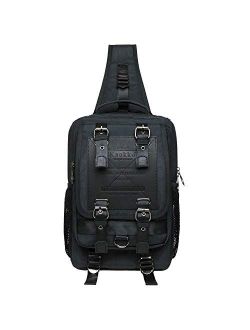 KAUKKO Canvas Messenger Bag Cross Body Shoulder Sling Backpack Travel Hiking Chest Bag