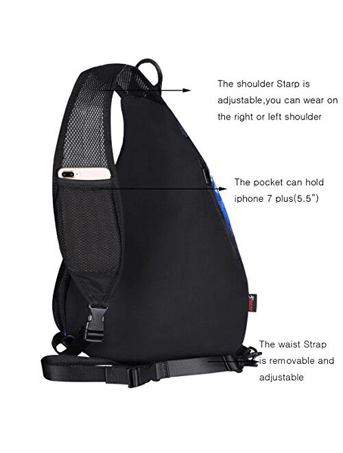 iColor Sling Bag Print Chest Shoulder Backpack Crossbody Pack Rucksack For Hiking Beach