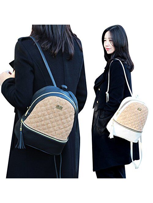 Copi Women's Simple Design Fashion Quilted Casual Backpack