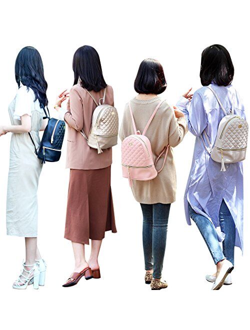 Copi Women's Simple Design Fashion Quilted Casual Backpack