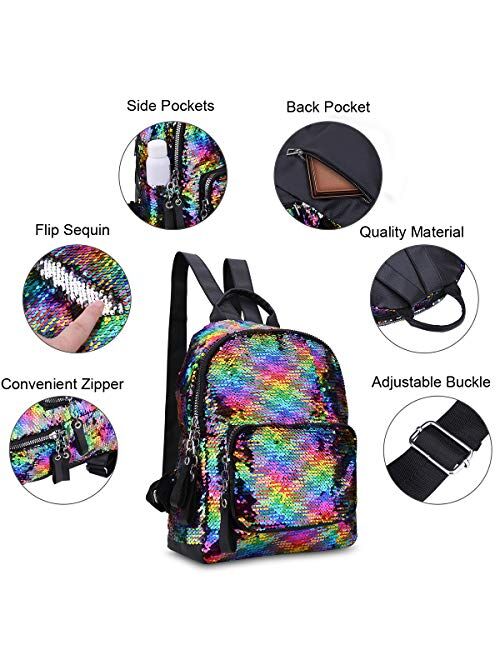 Girls Sequin Backpack Kids Flip Casual School Bag Rucksack Teen