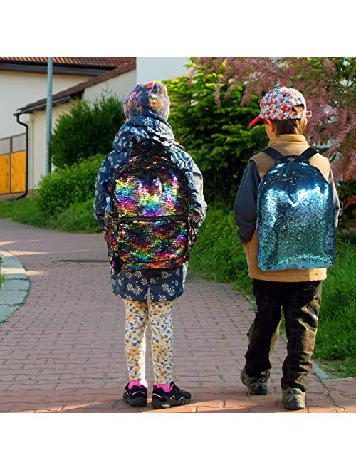 Girls Sequin Backpack Kids Flip Casual School Bag Rucksack Teen