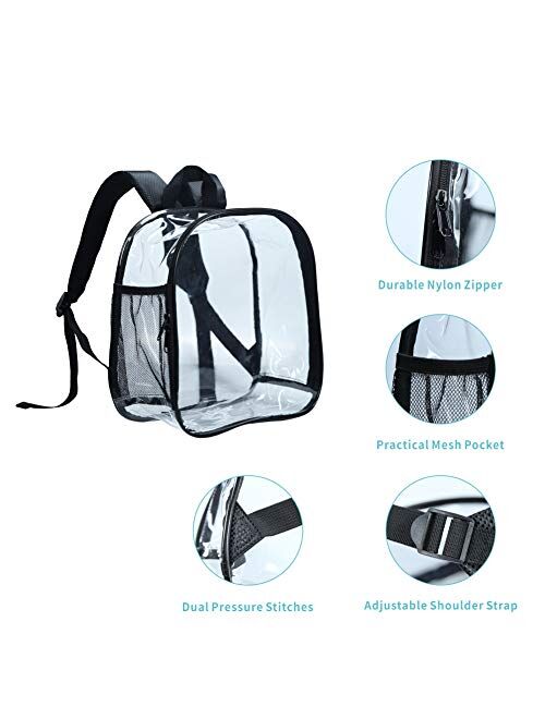 HTLCMMT Clear Backpack Stadium Approved, Clear Backpack Small for Women, Waterproof and Lightweight Heavy Duty Transparent Backpack for Concert, Security Travel & Stadium