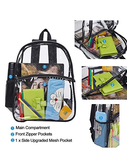 Heavy Duty Clear Backpack, Transparent PVC Concert Mini Backpacks, See Through Outdoor Bag for Security Travel, Sports Events