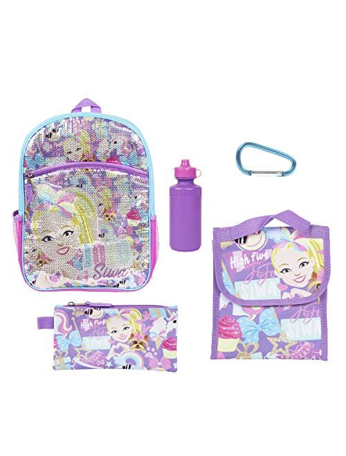 JoJo Siwa Backpack 5 Pc. Set for Girls, 16 in. Sequin Backpack w/JoJo Lunch Bag & Pencil Case