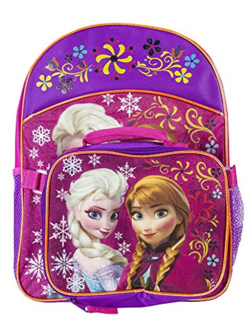 Frozen Backpack with Matching Lunchbox Set Featuring Anna and Elsa