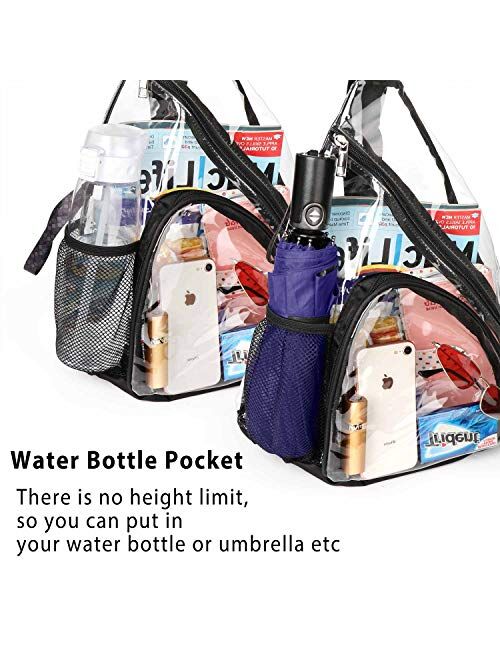 HULISEN Clear Bag, Sling Bag with Widened Adjustable Strap, CrossBody Bag with Extra External Pocket and Mesh Pocket, Strong Zipper, Stadium Approved