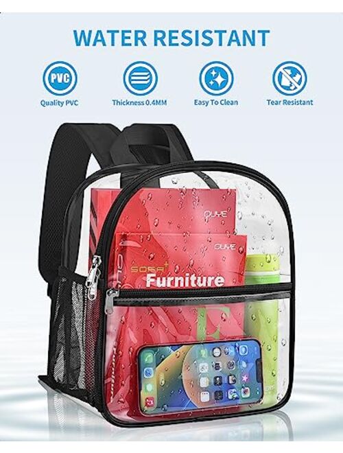 Clear Backpack Mini Stadium Approved, Cold-Resistant See Through Backpack, Water proof Transparent Backpack for Work, Security Travel, Concert & Sport Event