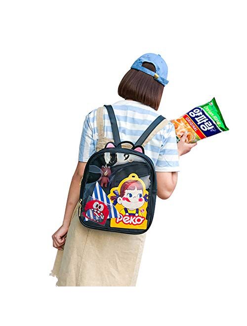 SteamedBun Cat Ita Bag Ears Candy Leather Ita Backpack Girls Transparent Window School Pins Bag